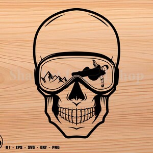 Snowboarder Skull Goggles, Snowboarding svg, Eislaufen svg, svg, png, Cricut, dxf, Clipart, für kommerziellen und persönlichen Gebrauch