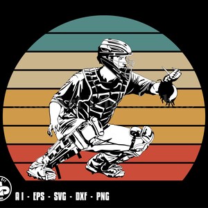 Baseball catcher colored silhouette svg, baseball svg, silhouette svg, svg, png, cricut, dxf, clipart, for Commercial and Personal use