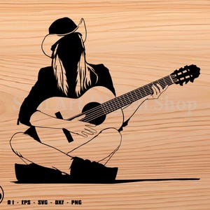 guitar girl svg, guitar svg, svg, png, cricut, dxf, clipart, for Commercial and Personal use