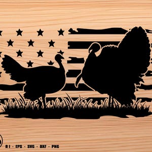 Due file di bandiera statunitense della Turchia in formato svg, Turchia in formato svg, caccia in formato svg, caccia al tacchino in formato svg, svg, png, cricut, dxf, clipart, per uso commerciale e personale