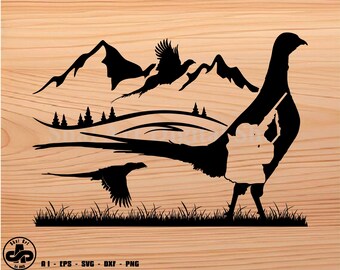 Pheasant Hunting svg, Pheasant hunter svg, pheasant svg, svg, png, cricut, dxf, clipart, for Commercial and Personal use