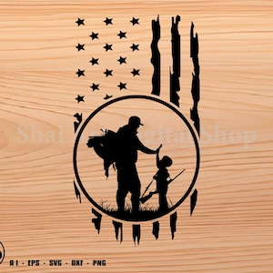 Hunting Buddy father and child US Flag svg, turkey hunting svg, hunting svg, svg, png, cricut, dxf, clipart, for Commercial and Personal use