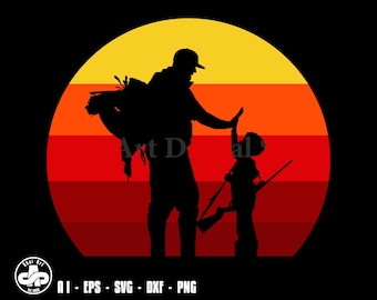 Dad and Son Turkey hunter silhouette, turkey hunting svg, hunting svg, svg, png, cricut, dxf, clipart, for Commercial and Personal use