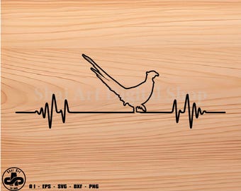Pheasant Pulse svg, pheasant hunting svg, hunting svg, svg, png, cricut, dxf, clipart, for Commercial and Personal use