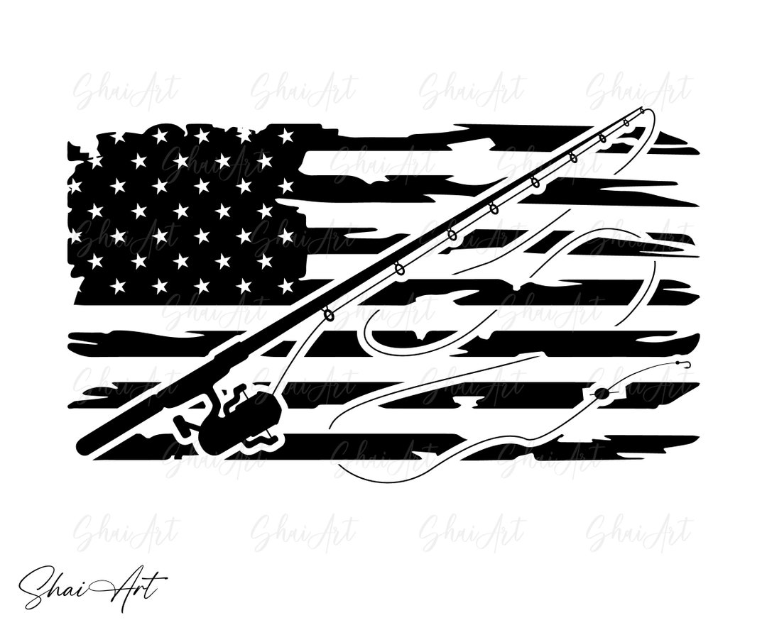 Fishing Rod US Flag Svg, Fishing Svg, Svg, Png, Cricut, Dxf, Clipart