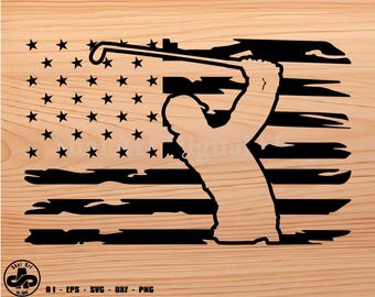 Golfer US Flag cut svg file, golf svg, golfing svg, Golfer svg, svg, png, cricut, dxf, clipart, for Commercial and Personal use