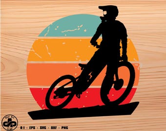 Mtb biker silhouette svg, vintage svg, mtb svg, bike svg, svg, png, cricut, dxf, clipart, for Commercial and Personal use