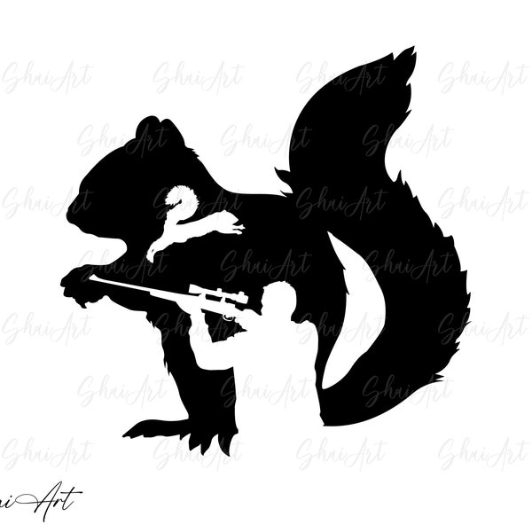 Squirrel and hunter svg, squirrel svg, hunting svg, svg, png, cricut, dxf, clipart, for Commercial and Personal use