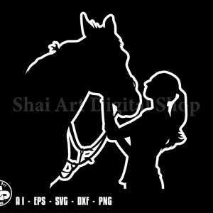 horse and girl outlined, horse svg, cowgirl svg, svg, png, cricut, dxf, clipart, for Commercial and Personal use