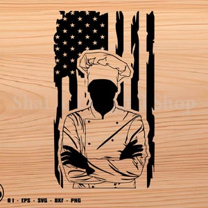 Chef US Flag svg, chef svg, svg, png, cricut, dxf, clipart, for Commercial and Personal use