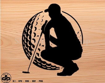 Golf Ball with Golfer svg, golf svg, golfing svg, Golfer svg, svg, png, cricut, dxf, clipart, for Commercial and Personal use