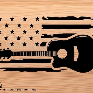 Acoustic guitar in US Flag, acoustic guitar svg, guitar svg svg, svg, png, cricut, dxf, clipart, for Commercial and Personal use