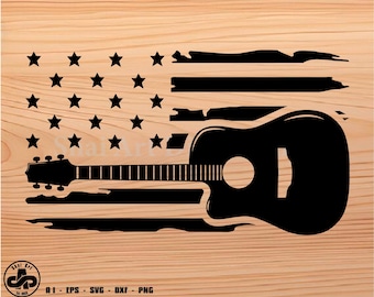 Acoustic guitar in US Flag, acoustic guitar svg, guitar svg svg, svg, png, cricut, dxf, clipart, for Commercial and Personal use
