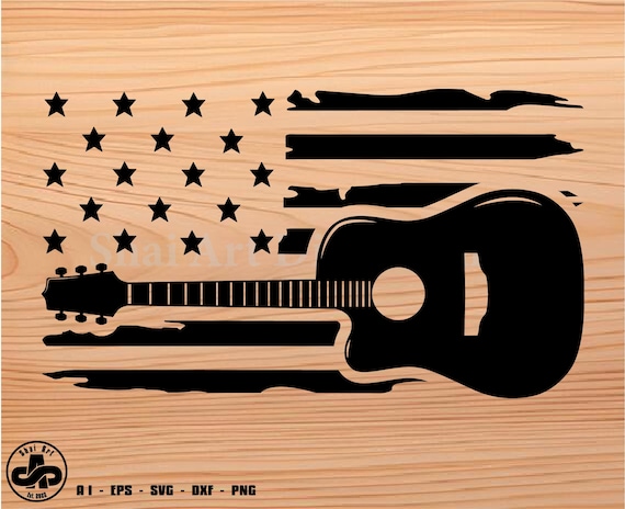 Acoustic guitar in US Flag, acoustic guitar svg, guitar svg svg, svg, png, cricut, dxf, clipart, for Commercial and Personal use