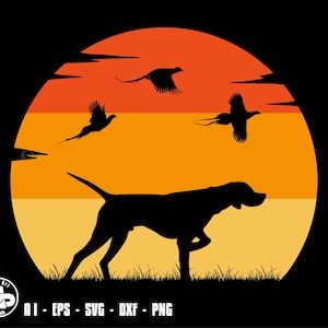 Pheasants and Dog Silhouette, pheasant hunting svg, pheasant svg, svg, png, cricut, dxf, clipart, for Commercial and Personal use