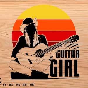 Guitar Girl Silhouette svg, guitar girl svg, guitar svg, svg, png, cricut, dxf, clipart, for Commercial and Personal use