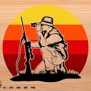 Hunter scoping silhouette svg, hunter svg, hunting svg, svg, png, cricut, dxf, clipart, for Commercial and Personal use