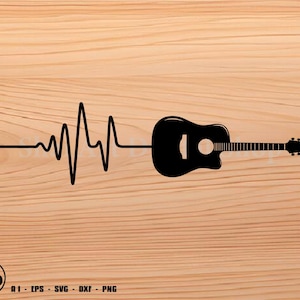 Guitar Pulse | acoustic guitar svg, guitar svg svg, svg, png, cricut, dxf, clipart, for Commercial and Personal use