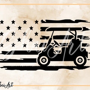 Wózek golfowy Flaga USA svg, golf svg, svg, png, cricut, dxf, clipart, do użytku komercyjnego i osobistego