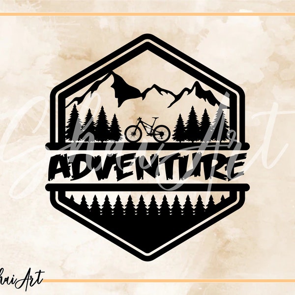 Mtb Adventure Hexagon - mtb svg, bike svg, mountain biker svg, svg, png, cricut, dxf, clipart, für kommerzielle und persönliche Nutzung