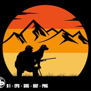 Hunter and dog hunting Silhouette, hunting svg, svg, png, cricut, dxf, clipart, for Commercial and Personal use