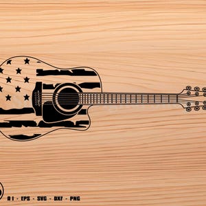 Guitar US Flag body | acoustic guitar svg, guitar svg svg, svg, png, cricut, dxf, clipart, for Commercial and Personal use