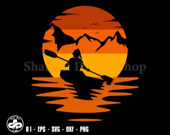 Kayak Girl Silhouette, Kayaking girl svg, kayak svg, svg, png, cricut, dxf, clipart, for Commercial and Personal use