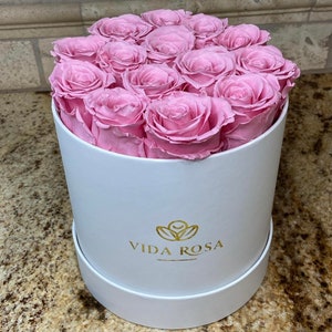 14 Round Rose Box Preserved Roses,  Roses that last, Anniversary gift, Valentines day gift, Rose box, Forever rose, Gifts for her.
