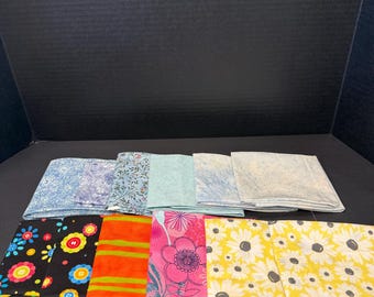 Lot of 12 Pieces of Fat Quarter Sized Pieces of Cotton Fabric