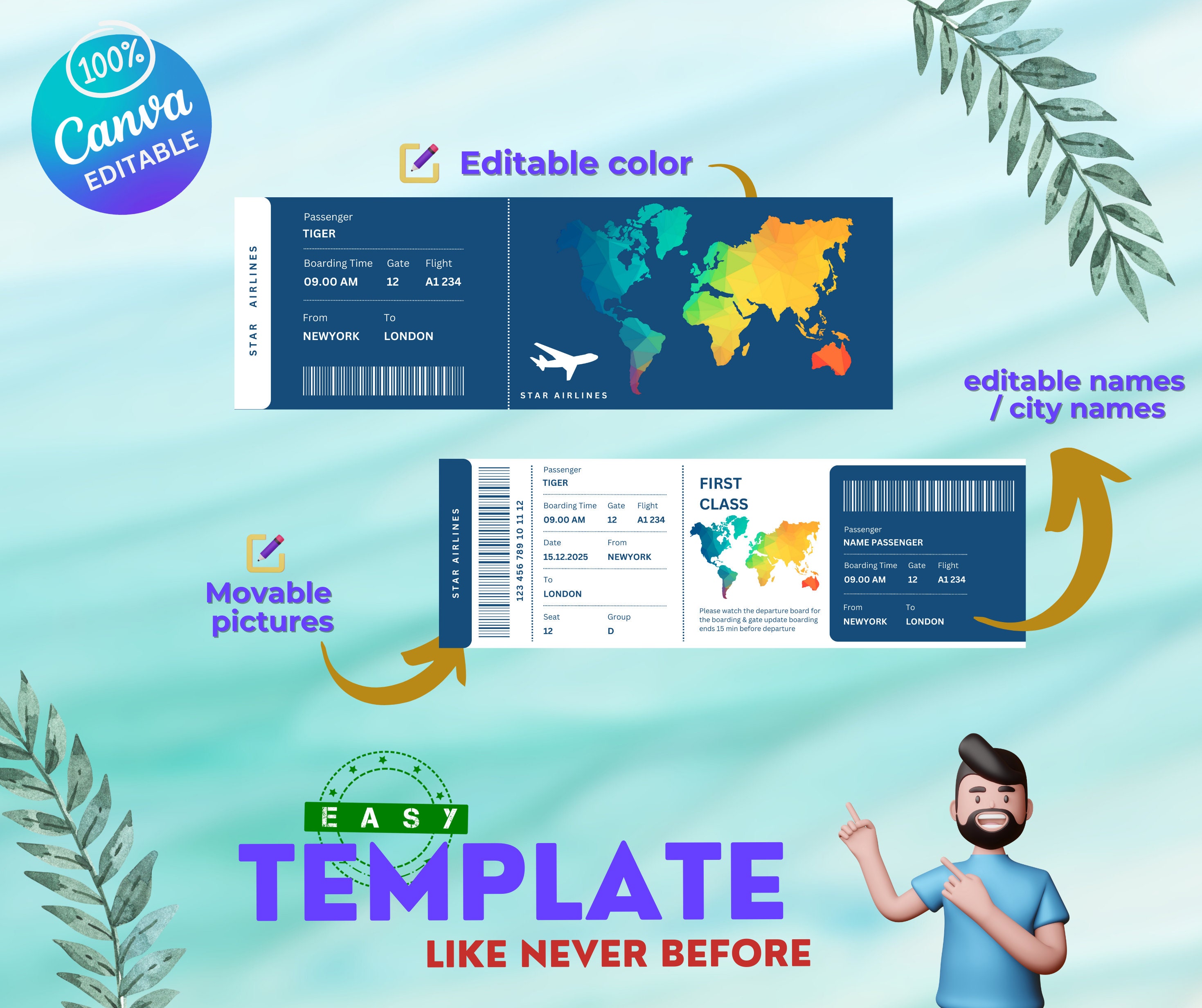 Editable Boarding Pass Canva Editable Template Customizable Airline Editable Boarding Pass Canva Editable Template Customizable Airline