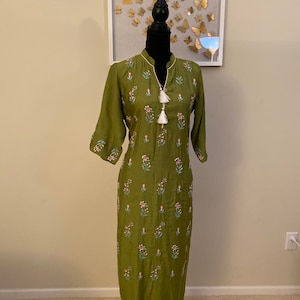 Indian Tunic - Olive Green Color