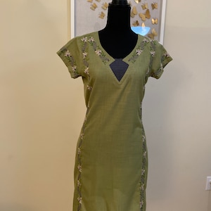 Indian Tunic - Olive Green Color
