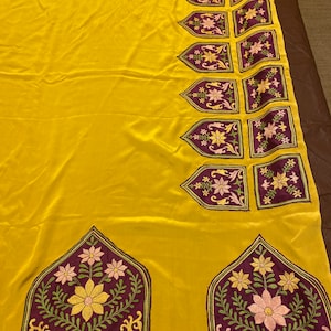 Full Saree - Bright Mustard Golden Color with Temple Border