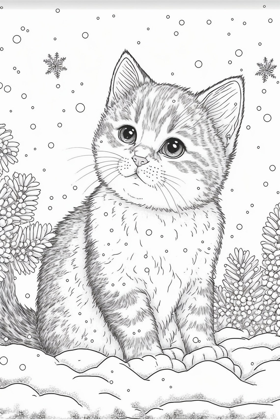 5 Page Downloadable, Printable Coloring PDF: Holiday Christmas Kitty ...