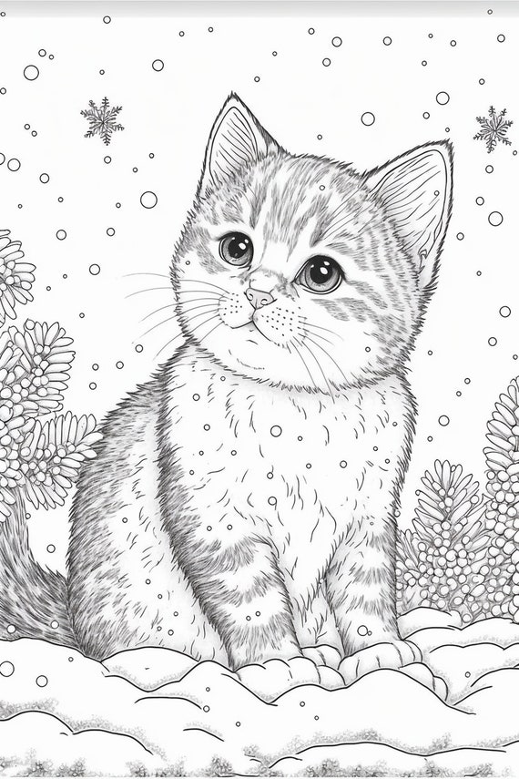 Kitten Cat Coloring Book Page, Adult Coloring Book, Coloring Page, Adult  Coloring Pages, Coloring Book for Adult, Best Selling, Cat Art 