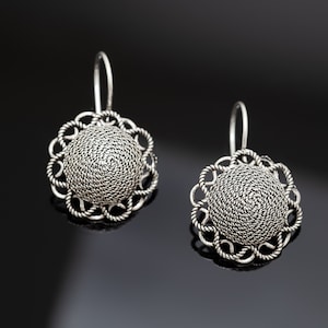 925 Sterling Silver Handcrafted Filigree Round Earrings