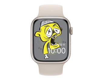 Zombie-Kopf-Apple-Uhr-Gesicht-Tapeten-Design-Halloween-Horror-Dark Art-Hintergrund-Illustration-Monster-Untote-Smartwatch