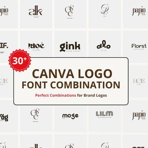 Oltre 30 combinazioni di font per il logo di Canva / Modelli di logo modificabili / Kit di branding / Pacchetto di tipografia moderna