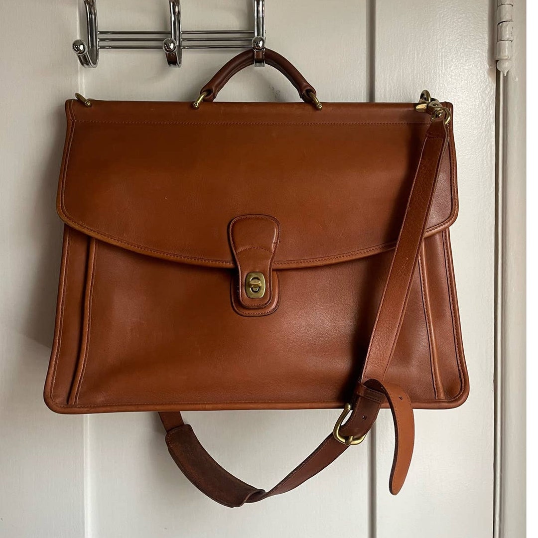 Vintage Coach Beekman Briefcase Messenger Bag in British Tan Leather