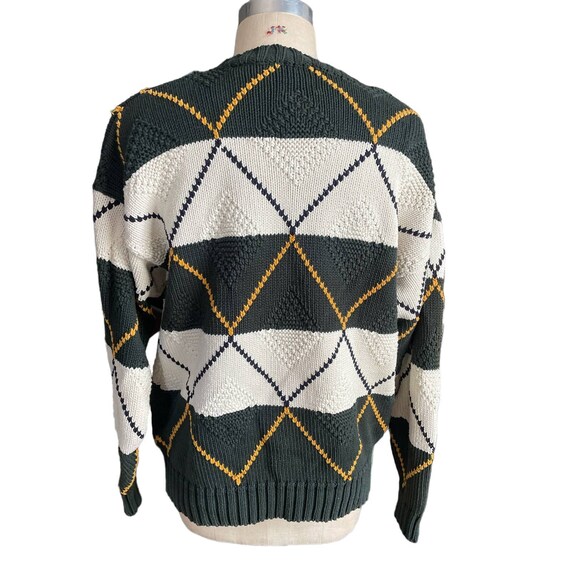 Vintage 90s Gap Argyle Drop Shoulder Cotton Sweat… - image 2