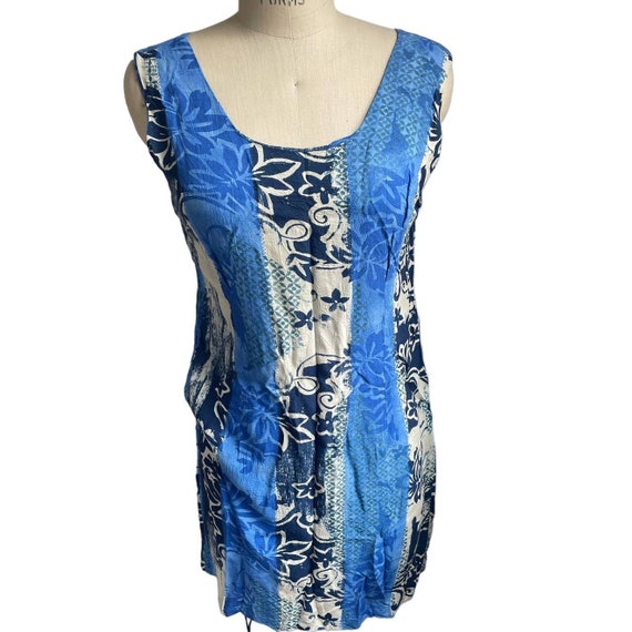 Vintage Jams World Blue & White Tropical Batik Sh… - image 1