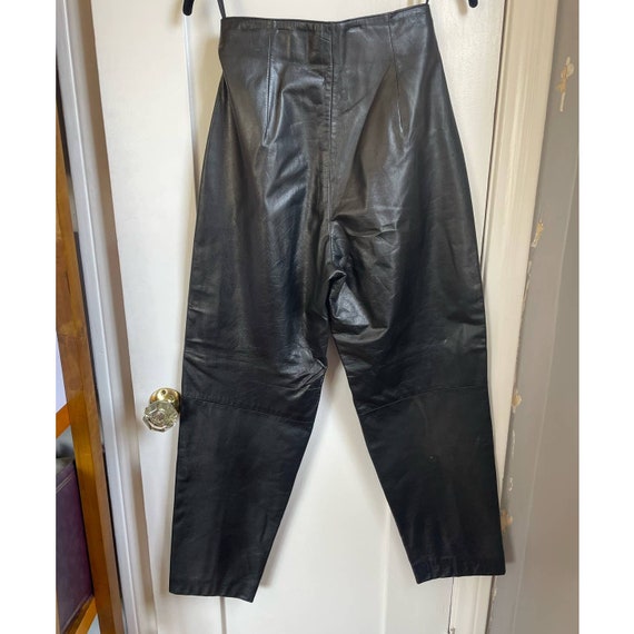 Vintage 80s 90s Toffs Leather High Waisted Black … - image 5