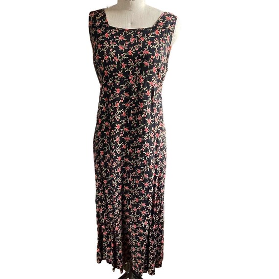 Vintage 90s Arielle Tyler Maxi Roses Squareneck Dr