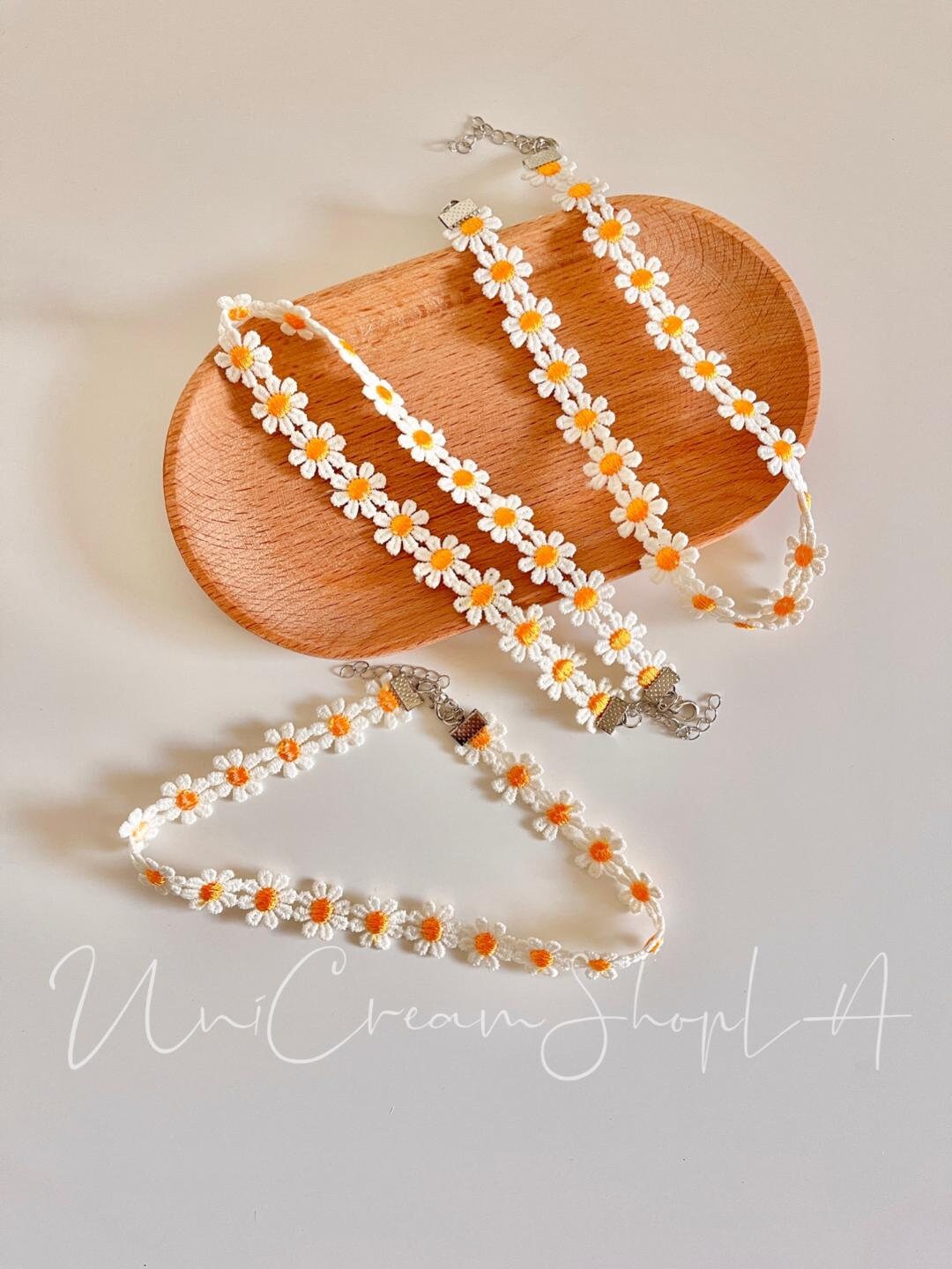 Daisy Flower Choker | White Lace Floral Necklace | Cottage Core ...
