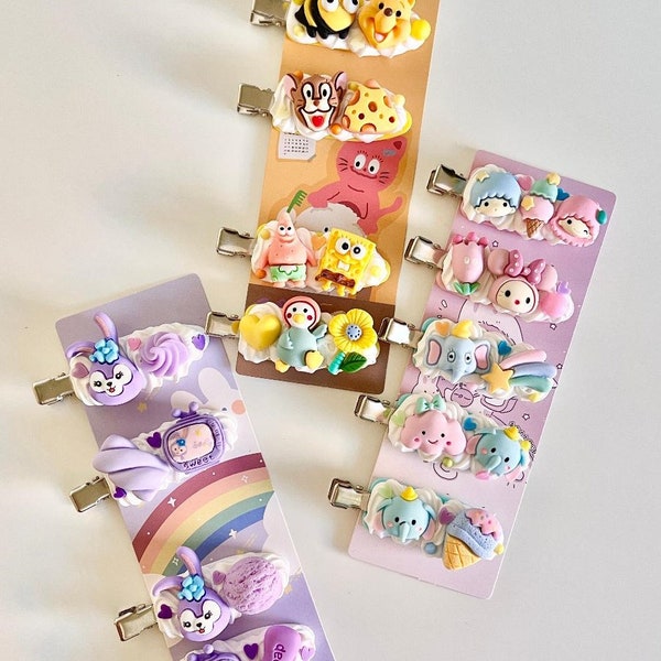 Mignon coloré Decoden Hair Clips | Charmes kawaii | Crème Déco | | de colle à la crème fouettée Accessoires pour cheveux mignons | Prix pour un