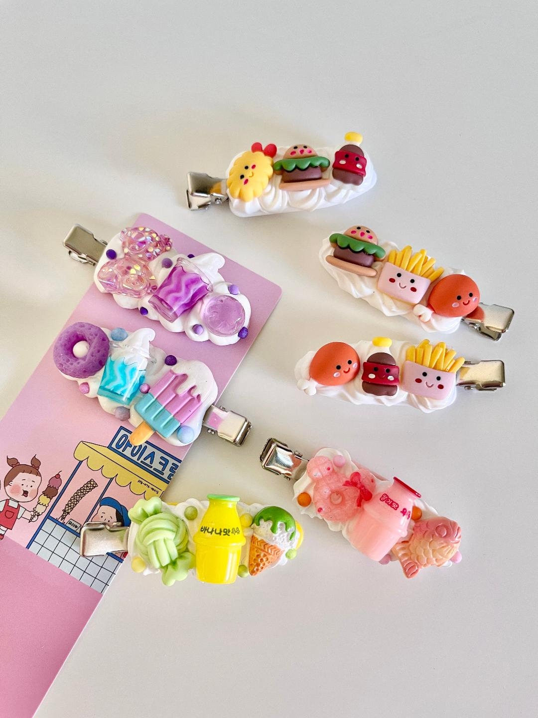 Cute handmade DIY cream glue hair clips – uniquecasely