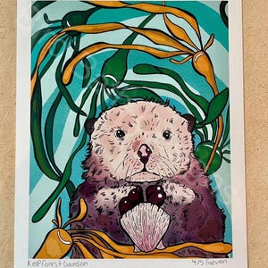Otter Print, art, print, home decor, sea animals, sea otter, cute, handmade