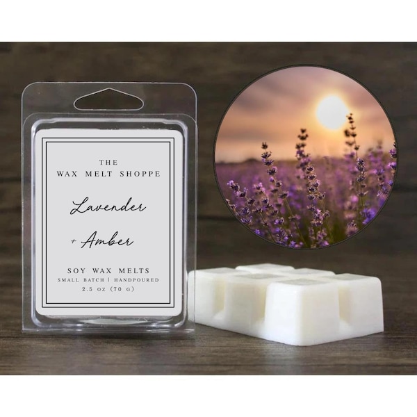 Lavender + Amber / Soy Wax Melts / Strong Scented Wax Melts / Handmade Wax Melts for Warmer / Natural Wax Melts / Non Toxic and Dye Free