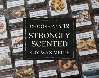 Wax Melts Bundle - Choose Any 12 - Strongly Scented Soy Wax Melts Set - Natural Wax Melts Sampler Pack - Wholesale Wax Melts