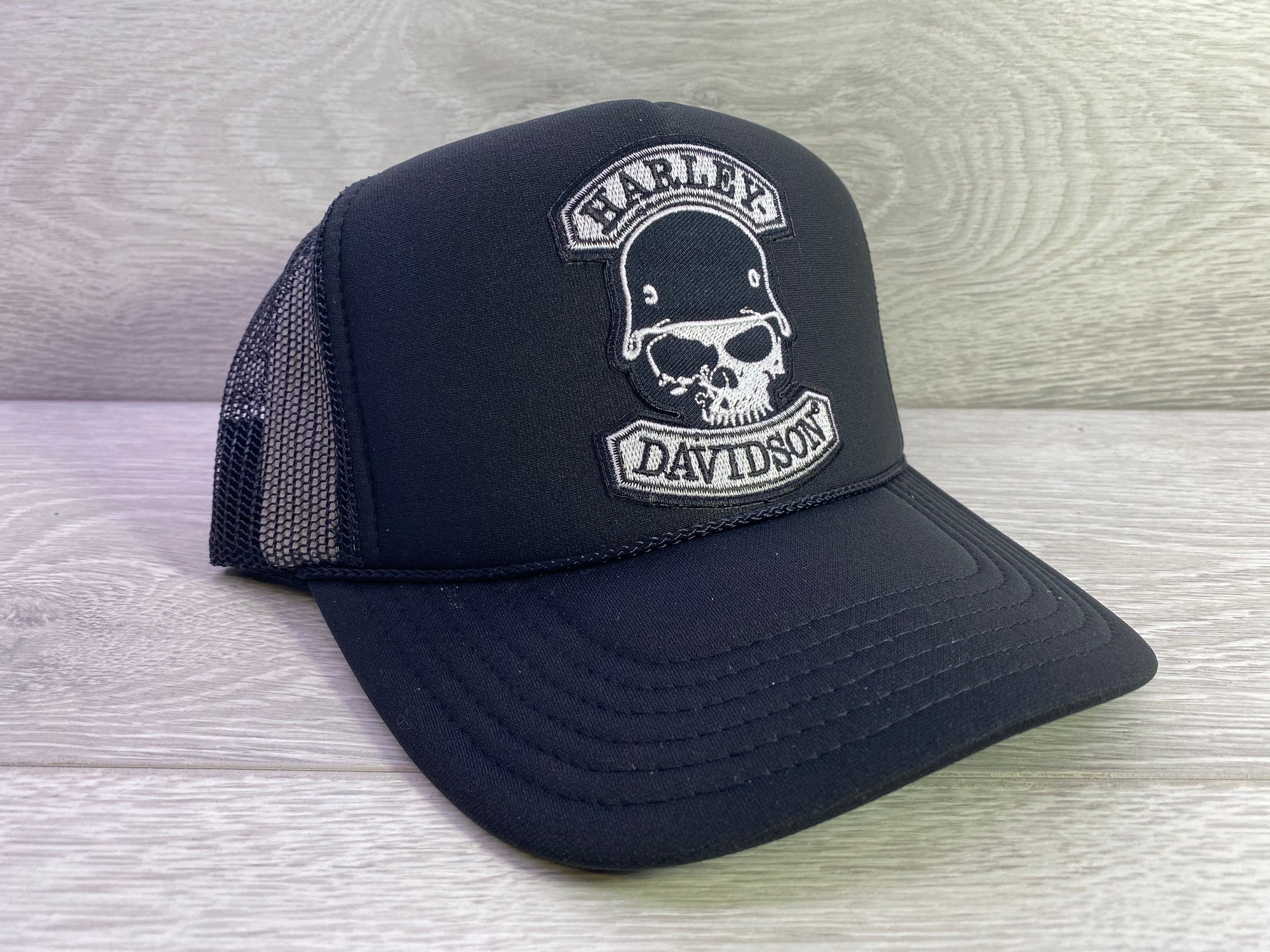 New Harley Skull Black Trucker Hat